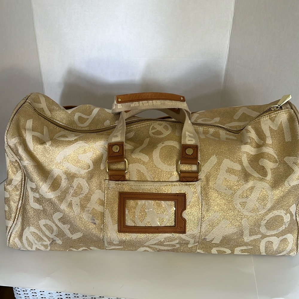 PINK by Victoria’s Secret Weekender Duffel Metallic Gold Graffiti Print